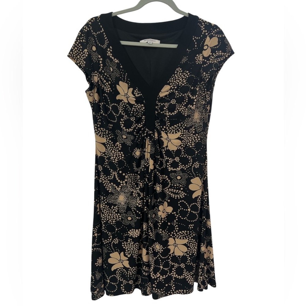 Rena Rowan Black and Tan Floral Midi Dress size 10
